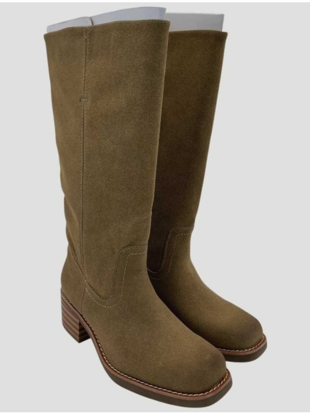 Frye Campus 14L Tan Brown Suede Leather Square Toe Chunky Cottagecore Fall Boots